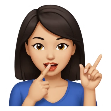 black slighty browin hair light brown skin woman, flirtatious gesture, biting her finger and winking emoji sticker