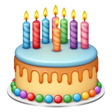 cake with candles and colorful decorations, celebration theme sticker