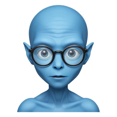 blue alien with glasses sticker