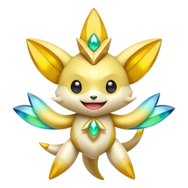 Elemental shimmering lucky charming smiling cute Jirachi-Dragalge-Hawlucha-Pokémon-Fakémon-hybrid-creature sticker