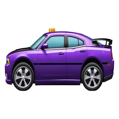 Side view of a dark purple Chevy charger with black stripes across the top  sticker