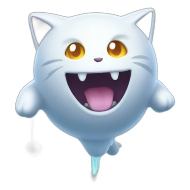 spooky cartoon ghost kitty like pokemon floating in the air sticker