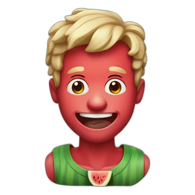 High pigmented man with a watermelon in his mouth pretending to smile sticker