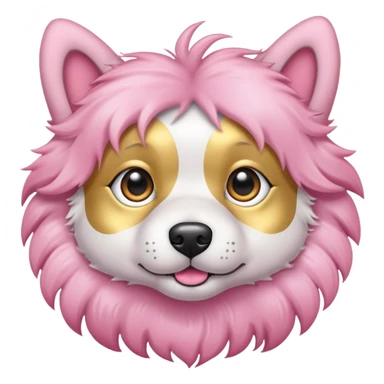 A pink dog with grey eyes and an gold accessories  sticker