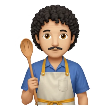 homme 50 ans cheveux frisé noir artiste peintre avec tablier d'art sticker