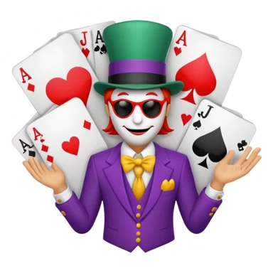 bunch of poker cards, with jolly jokers inside sticker
