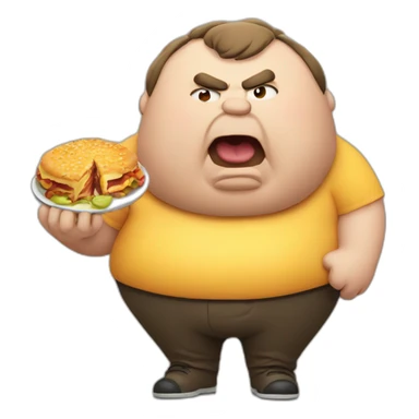 fat angry man eating food sticker