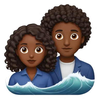 brown guy with waves and black girl with curly hair sticker