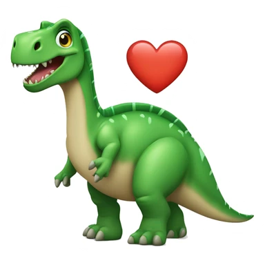 Un dinosaure avec un coeur vert dans les pattes sticker