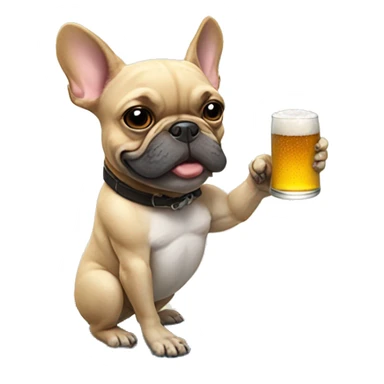 French bulldog riding a surf board with a beer in hand  sticker