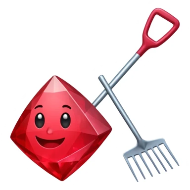 An emoji to upload into slack with the ruby on rails gem with a rake superimposed on it, indicating a "rake task" sticker