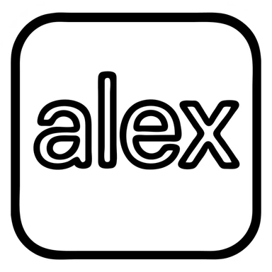 the name 'alex' in a modern icon style, clean lines, minimal, suitable for app icon sticker