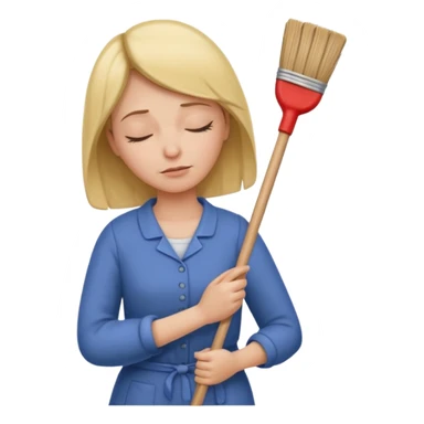 Sleeping Mom holding broom sticker
