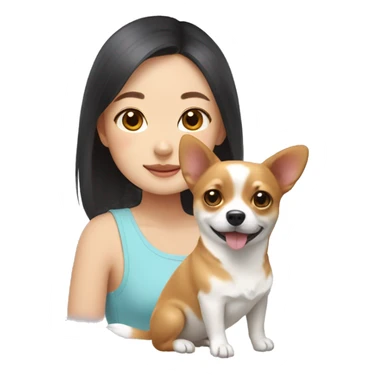 Korean girl with corgi-chihuahua mix  sticker
