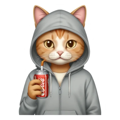 Cat with hoodie, cigarette and soda sticker