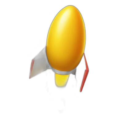 An egg yolk flying a rocket sticker