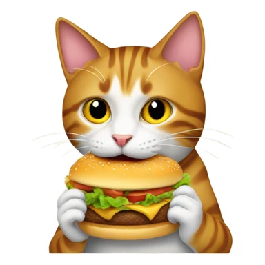 Cat eating a hamburger  sticker