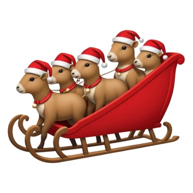 now make alot  of capybaras pulling a sleigh with santa hats sticker