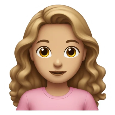 Girl with long brown wavy 2B texture hair, Blue eyes, a light tan and a pink shirt very beautiful  sticker