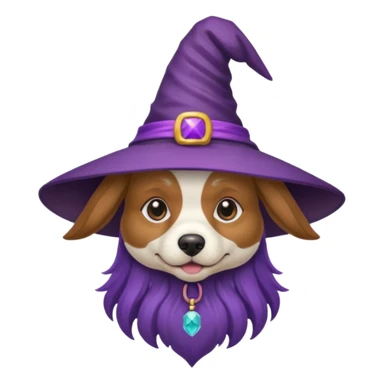 dog wear purple wicth hat sticker