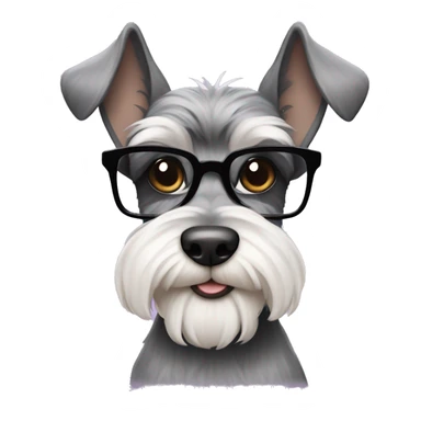 Schnauzer with white eyebrows glasses and cat ears sticker