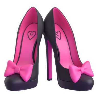 BLACKPINK-inspired gothic shoes, no hearts, black and pink, cute and stylish, 3d emoji style sticker