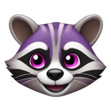 purple raccoon with body with pink eyes winking sticker