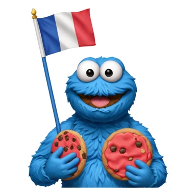cookie monster bust, with french flag, only one flag, no hat, with cookie in hand sticker
