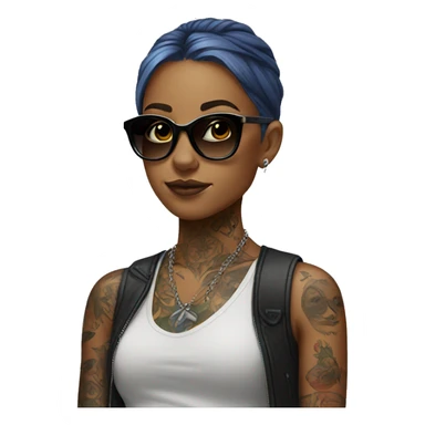girl with tattoos and wearing sunglasses  sticker