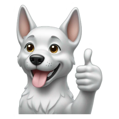 Silver dog doing thumbs up sticker