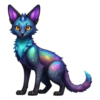 Cute Epic Colorful Edgy Dark Black Iridescent Nebula Sergal-Serval-Vernid full body sticker