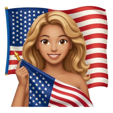 Beyonce with holding  american flag sticker