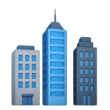 Сгенерируй мне небоскребы в стиле Apple Эмоджи, на пнг фоне (без фона) sticker