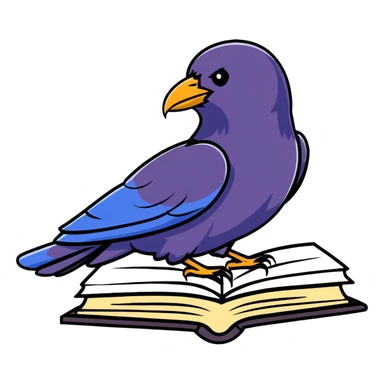 raven sitting on a book sticker