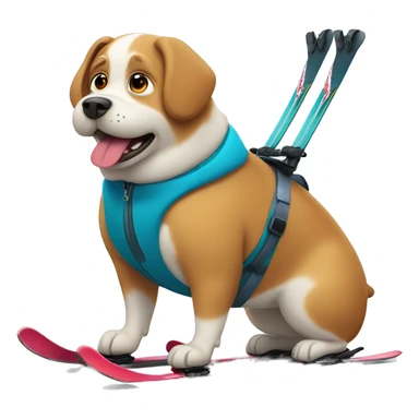 Obese dog skiing  sticker