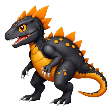 Black Agumon-Tyrunt-Fakémon-creature-hybrid with orange belly (full body) sticker