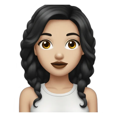 White girl, black hair, black eyes, big lips, nice clothes  sticker