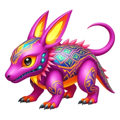 lush warm-colored modern colorful neon-colored Fakémon-Digimon-Fionbri-Trico-creature sticker