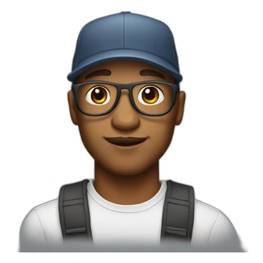 cartoon portrait of a designer wearing a cap and hat sticker