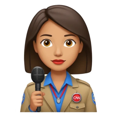 CNN journalist emoji with press badge and microphone sticker