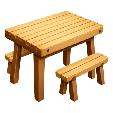 mesa alta color madera natural con bancas altas de color madera natural sticker