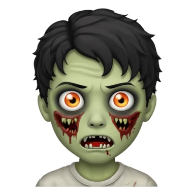 a boy with wavy hair, a zombie-shaped mouth piercing hum, and black hair sticker