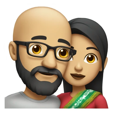 bearded Bald man wearing glasses kissing a Mexican woman with black hair sticker