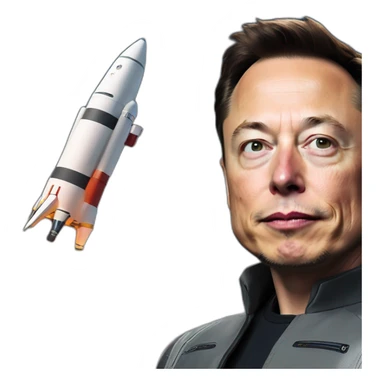 elon musk looking at rocket launch sticker
