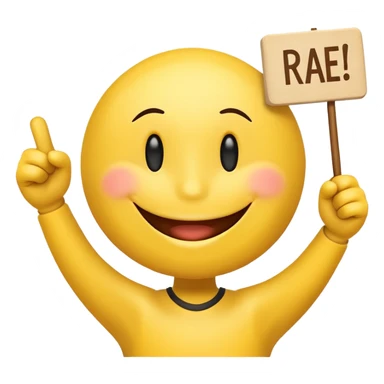 a cheering smiley carrying the word "Rabea!!!"  sticker