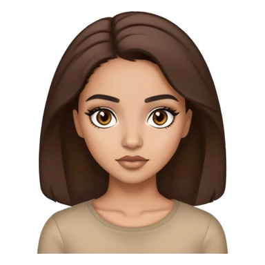 lightskin girl that has brown hair and eyes with lightly styled latina makeup with black eyebrows sticker