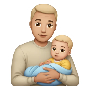 Father holding a baby sticker