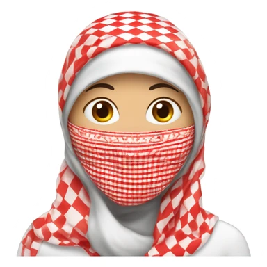 Woman wearing red and white checkered kuffiyeh covering mouth sticker