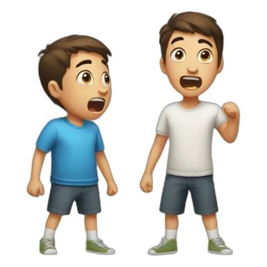 a boy yelling at other boy sticker
