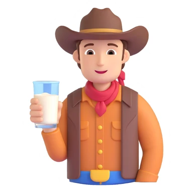 cowboy holding a glass of milk emoji sticker